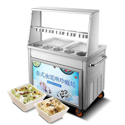 品質  Commercial Fried Ice Cream Machine Snack Factory For Sale Double Pan Ice Cream Roll Machine With Fruit Yogurt Ready To Ship 工場